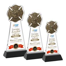 Fire Dept Full Color Black on Hartford Base Abstract / Misc Crystal Award - Crystal Awards