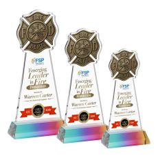 Fire Dept Full Color Prismatic on Hartford Base Abstract / Misc Crystal Award - Crystal Awards