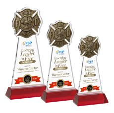 Fire Dept Full Color Red on Hartford Base Abstract / Misc Crystal Award - Crystal Awards