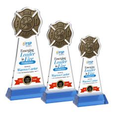 Fire Dept Full Color Sky Blue on Hartford Base Abstract / Misc Crystal Award - Crystal Awards