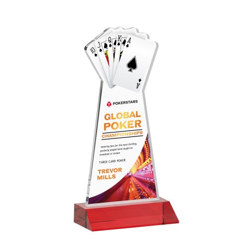 Corporate Awards - Crystal Awards - Poker Full Color Red Abstract / Misc Crystal Award