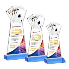 Poker Full Color Sky Blue Abstract / Misc Crystal Award - Corporate Awards
