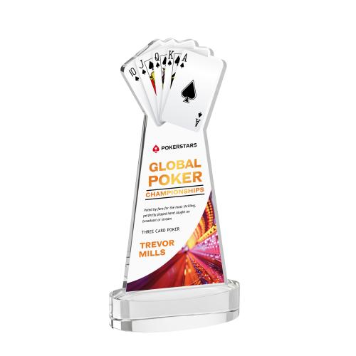 Corporate Awards - Crystal Awards - Poker Full Color Clear on Alberton Base Abstract / Misc Crystal Award