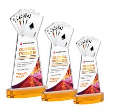 Poker Full Color Amber on Alberton Base Abstract / Misc Crystal Award - Crystal Awards