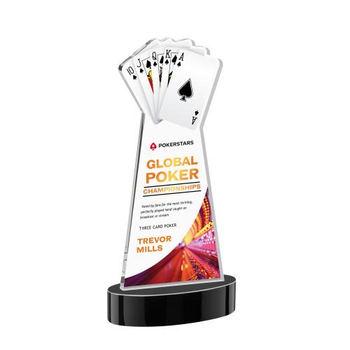Corporate Awards - Crystal Awards - Poker Full Color Black on Alberton Base Abstract / Misc Crystal Award