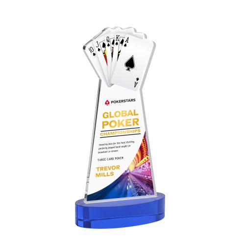 Corporate Awards - Crystal Awards - Poker Full Color Blue on Alberton Base Abstract / Misc Crystal Award