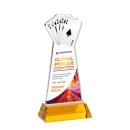 Poker Full Color Amber on Hartford Base Abstract / Misc Crystal Award