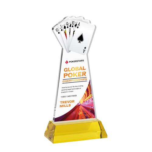 Corporate Awards - Crystal Awards - Poker Full Color Gold on Hartford Base Abstract / Misc Crystal Award