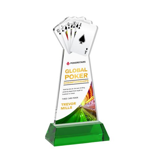 Corporate Awards - Crystal Awards - Poker Full Color Green on Hartford Base Abstract / Misc Crystal Award