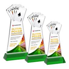 Poker Full Color Green on Hartford Base Abstract / Misc Crystal Award - Crystal Awards