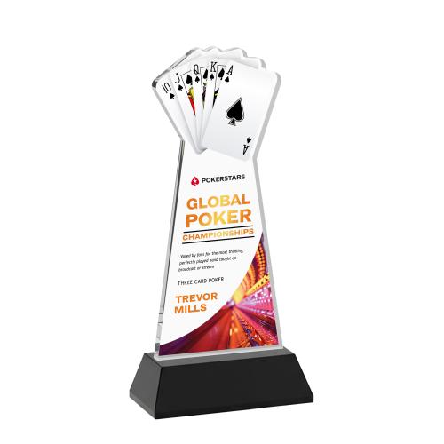 Corporate Awards - Crystal Awards - Poker Full Color Black on Hartford Base Abstract / Misc Crystal Award