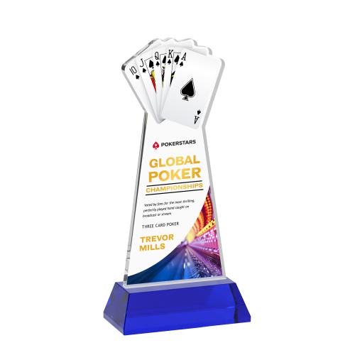 Corporate Awards - Crystal Awards - Poker Full Color Blue on Hartford Base Abstract / Misc Crystal Award