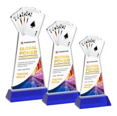 Poker Full Color Blue on Hartford Base Abstract / Misc Crystal Award - Crystal Awards