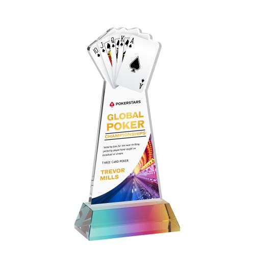 Corporate Awards - Crystal Awards - Poker Full Color Prismatic on Hartford Base Abstract / Misc Crystal Award