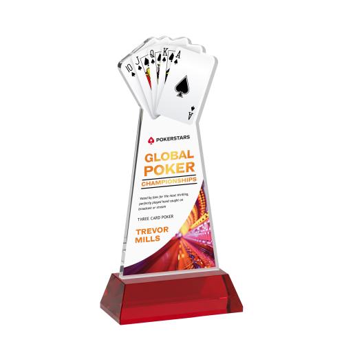 Corporate Awards - Crystal Awards - Poker Full Color Red on Hartford Base Abstract / Misc Crystal Award