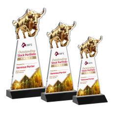 Raging Bull Full Color Black Animals Crystal Award - Newest Additions