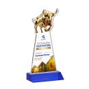 Raging Bull Full Color Blue Animals Crystal Award