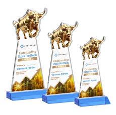 Raging Bull Full Color Sky Blue Animals Crystal Award - Newest Additions