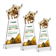 Raging Bull Full Color Clear on Alberton Base Animals Crystal Award - Newest Additions