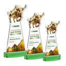Raging Bull Full Color Green on Alberton Base Animals Crystal Award