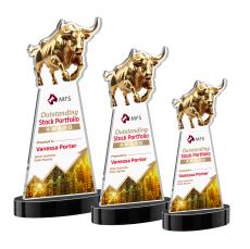 Raging Bull Full Color Black on Alberton Base Animals Crystal Award - Newest Additions