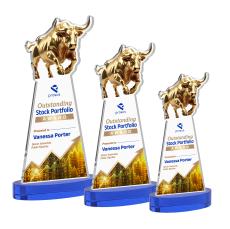 Raging Bull Full Color Blue on Alberton Base Animals Crystal Award - Newest Additions