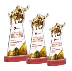 Raging Bull Full Color Red on Alberton Base Animals Crystal Award - Newest Additions
