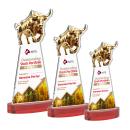 Raging Bull Full Color Red on Alberton Base Animals Crystal Award