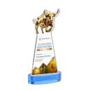 Raging Bull Full Color Sky Blue on Alberton Base Animals Crystal Award