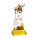 Raging Bull Full Color Gold on Hartford Base Animals Crystal Award