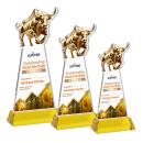 Raging Bull Full Color Gold on Hartford Base Animals Crystal Award