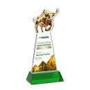 Raging Bull Full Color Green on Hartford Base Animals Crystal Award