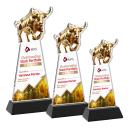 Raging Bull Full Color Black on Hartford Base Animals Crystal Award