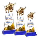 Raging Bull Full Color Blue on Hartford Base Animals Crystal Award