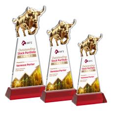 Raging Bull Full Color Red on Hartford Base Animals Crystal Award - Newest Additions