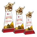 Raging Bull Full Color Red on Hartford Base Animals Crystal Award