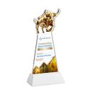 Raging Bull Full Color White on Hartford Base Animals Crystal Award