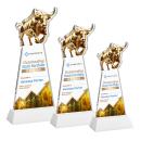 Raging Bull Full Color White on Hartford Base Animals Crystal Award