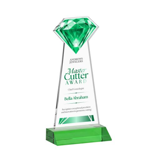 Corporate Awards - Crystal Awards - Gemstone Full Color Green Crystal Award