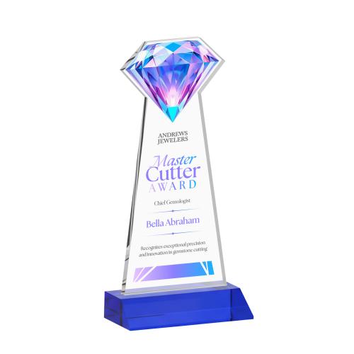 Corporate Awards - Crystal Awards - Gemstone Full Color Blue Crystal Award