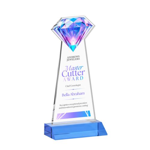 Corporate Awards - Crystal Awards - Gemstone Full Color Sky Blue Crystal Award
