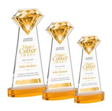 Gemstone Full Color Amber on Alberton Base Crystal Award - Glass Awards