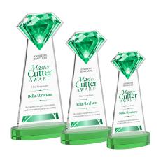 Gemstone Full Color Green on Alberton Base Crystal Award - Glass Awards