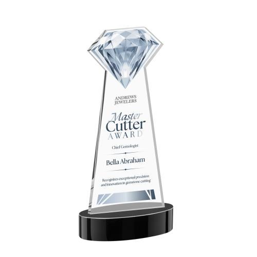 Corporate Awards - Crystal Awards - Gemstone Full Color Black on Alberton Base Crystal Award