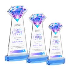 Gemstone  Full Color Sky Blue on Alberton Base Crystal Award - Newest Additions