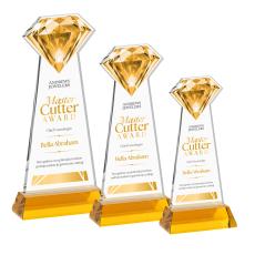 Gemstone Full Color Amber on Hartford Base Crystal Award - Glass Awards