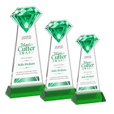 Gemstone  Full Color Green on Hartford Base Crystal Award - Newest Additions