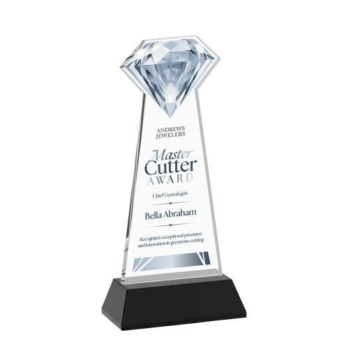 Corporate Awards - Crystal Awards - Gemstone Full Color Black on Hartford Base Crystal Award
