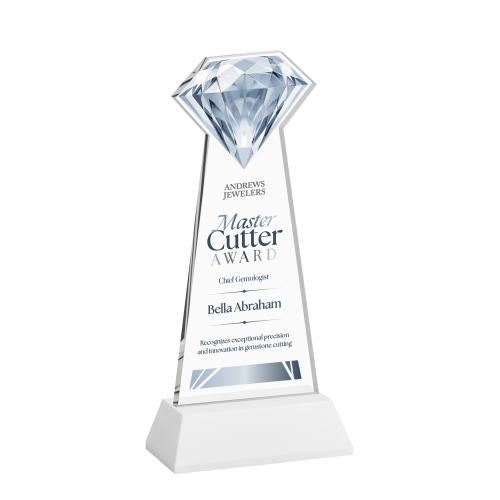Corporate Awards - Crystal Awards - Gemstone Full Color White on Hartford Base Crystal Award