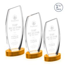 Colorado Amber on Base Peak Crystal Award - Colored Glass Awards